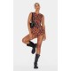 Brown Animal Printed Mesh Rara Romper Brown Animal Printed Mesh Rara Romper