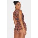 Brown Animal Printed Mesh Rara Romper Brown Animal Printed Mesh Rara Romper
