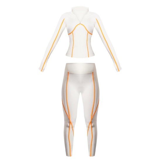 PRETTYLITTLETHING Cream Ski Contrast Seam Sculpt Jacket & Leggings Set PRETTYLITTLETHING Cream Ski Contrast Seam Sculpt Jacket & Leggings Set