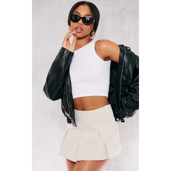 Stone Tailored Woven Box Pleat Skater Skort Stone Tailored Woven Box Pleat Skater Skort