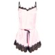 Pink Stripe Contrast Lace Satin Cami Short PJ Set Pink Stripe Contrast Lace Satin Cami Short PJ Set