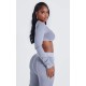 Shape Light Grey Washed Cotton Hook And Eye Long Sleeve Crop Top Shape Light Grey Washed Cotton Hook And Eye Long Sleeve Crop Top