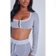 Shape Light Grey Washed Cotton Hook And Eye Long Sleeve Crop Top Shape Light Grey Washed Cotton Hook And Eye Long Sleeve Crop Top