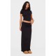 Black Foldover Cotton Maxi Skirt Black Foldover Cotton Maxi Skirt