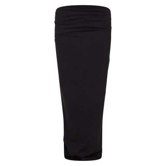 Black Foldover Cotton Maxi Skirt Black Foldover Cotton Maxi Skirt