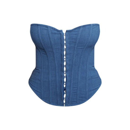 Shape Blue Lace Up Back Woven Corset Shape Blue Lace Up Back Woven Corset