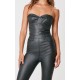 Black Bandeau Coated Denim Jumpsuit Black Bandeau Coated Denim Jumpsuit