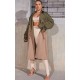 Khaki Contrast Oversized Belted Midi Trench Coat Khaki Contrast Oversized Belted Midi Trench Coat