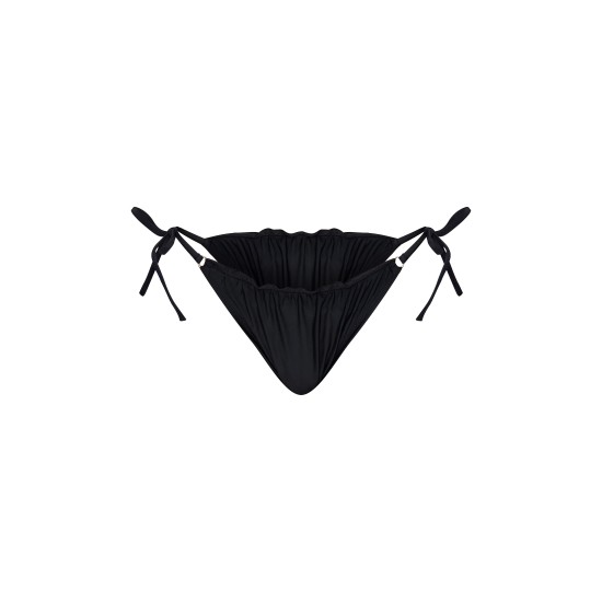Black Frill Edge Ruched Back Bikini Bottoms Black Frill Edge Ruched Back Bikini Bottoms