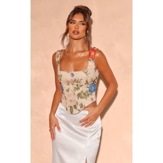 Multi Floral Print Corset Multi Floral Print Corset