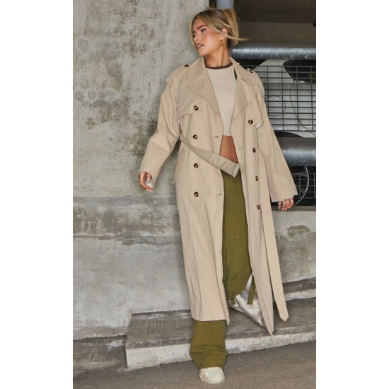 Beige Belted Double Breasted Trench Coat Beige Belted Double Breasted Trench Coat