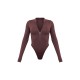 Coffee Contour Zip Up High Neck Bodysuit Coffee Contour Zip Up High Neck Bodysuit