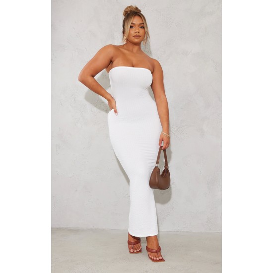 Shape White Textured Bandeau Midaxi Dress Shape White Textured Bandeau Midaxi Dress