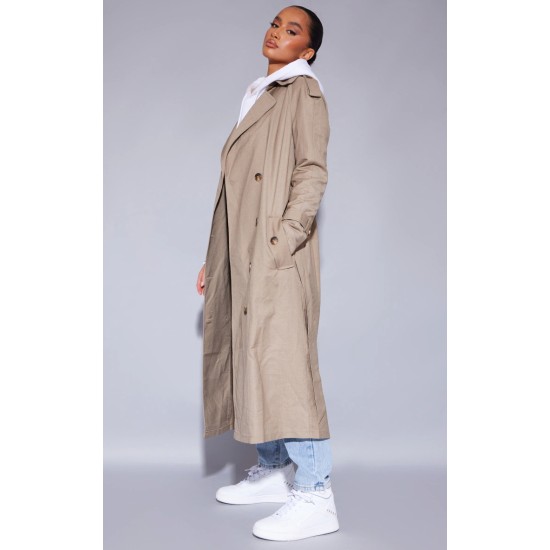Petite Stone Woven Oversized Trench Coat Petite Stone Woven Oversized Trench Coat