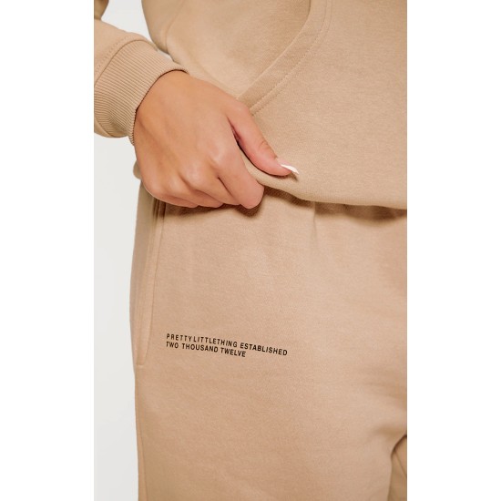 PRETTYLITTLETHING Logo Sand Est 2012 Cuffed Sweatpants PRETTYLITTLETHING Logo Sand Est 2012 Cuffed Sweatpants