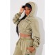 PRETTYLITTLETHING Shape Olive Washed Cargo Cropped Hoodie PRETTYLITTLETHING Shape Olive Washed Cargo Cropped Hoodie