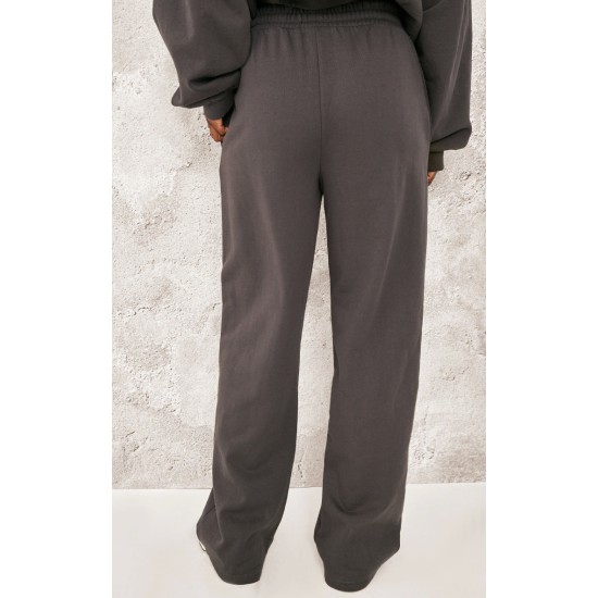 PRETTYLITTLETHING Tall Charcoal Premium Studio Print Straight Leg Sweatpants PRETTYLITTLETHING Tall Charcoal Premium Studio Print Straight Leg Sweatpants