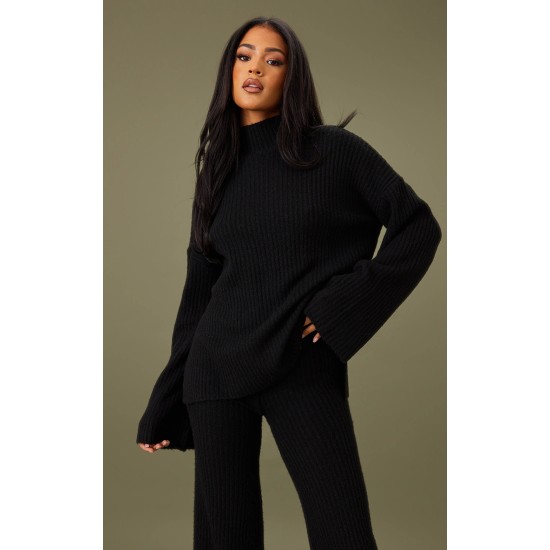 Tall Black Luxe Rib Knit Oversized Sweater Tall Black Luxe Rib Knit Oversized Sweater