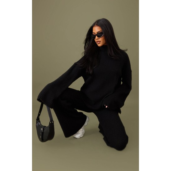 Tall Black Luxe Rib Knit Oversized Sweater Tall Black Luxe Rib Knit Oversized Sweater