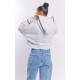 Ash Grey Oversized Cropped Sweat Hoodie Ash Grey Oversized Cropped Sweat Hoodie