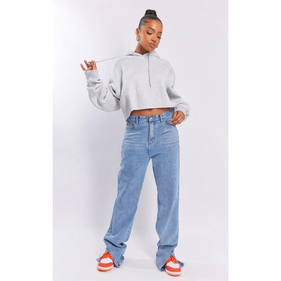 Ash Grey Oversized Cropped Sweat Hoodie Ash Grey Oversized Cropped Sweat Hoodie