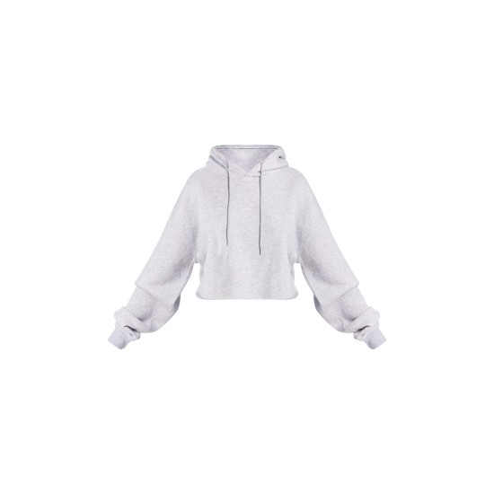Ash Grey Oversized Cropped Sweat Hoodie Ash Grey Oversized Cropped Sweat Hoodie