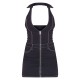 Black Contrast Stitch Halterneck Denim Mini Dress Black Contrast Stitch Halterneck Denim Mini Dress