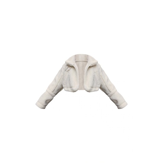 Cream Buckle Collar Borg Aviator Jacket Cream Buckle Collar Borg Aviator Jacket