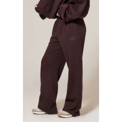 PRETTYLITTLETHING Chocolate Wide Leg Embroidered Sweatpants