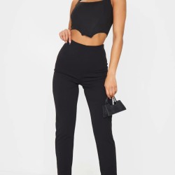 Black Slim Leg Crepe Pants