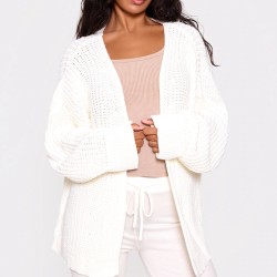Cream Chunky Knit Slouchy Cardigan